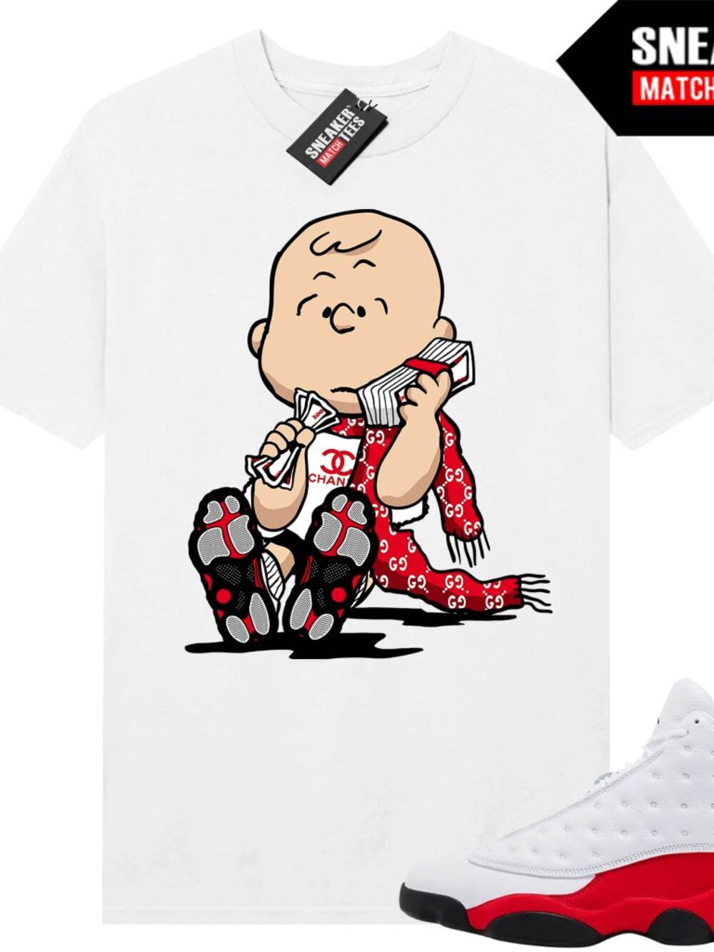 White Shirt To Match Chicago 13- Designer Charlie- Sneaker Match Tees